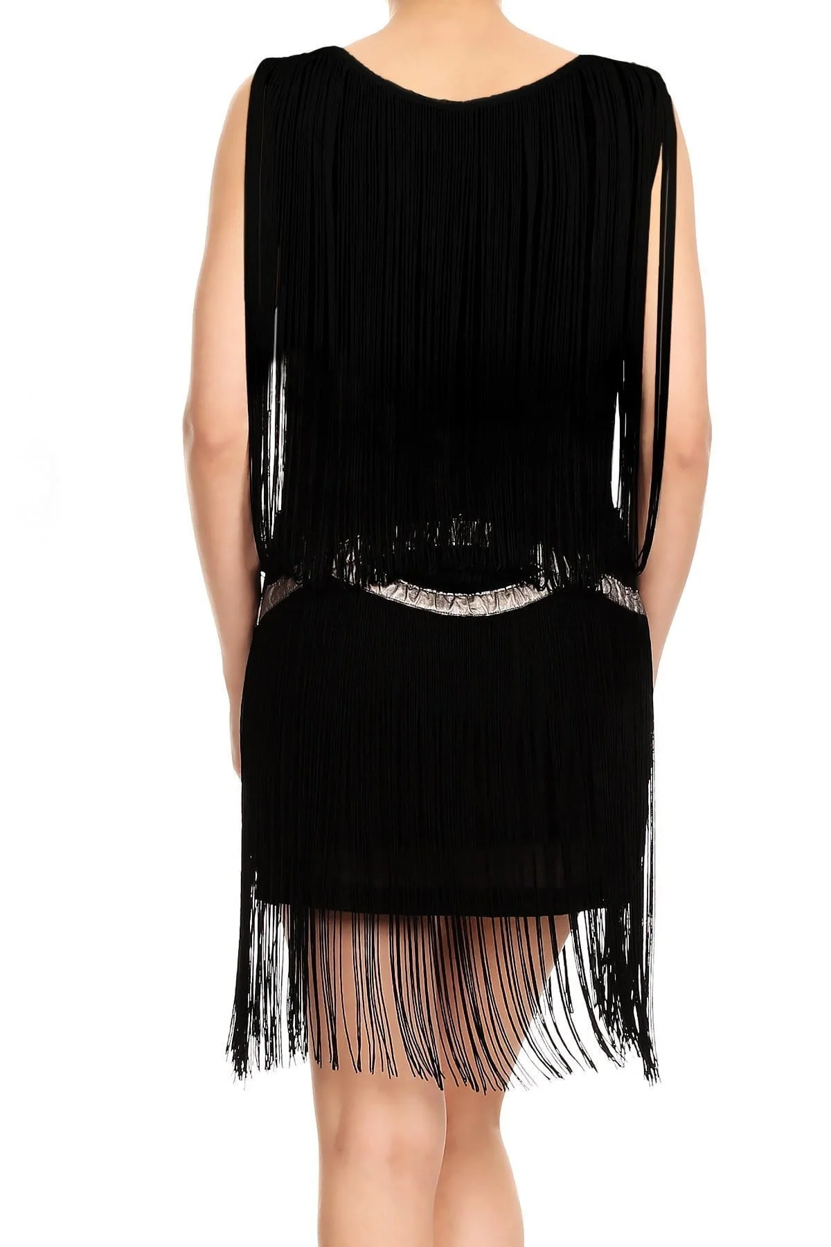 Fringe Trim Tassel Bedazzled Dress - Image 2