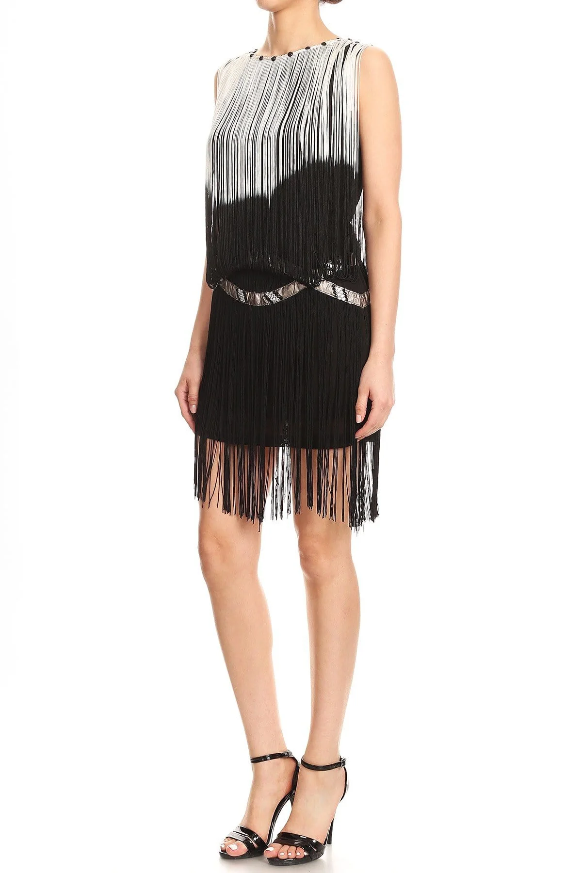 Fringe Trim Tassel Bedazzled Dress - Image 8