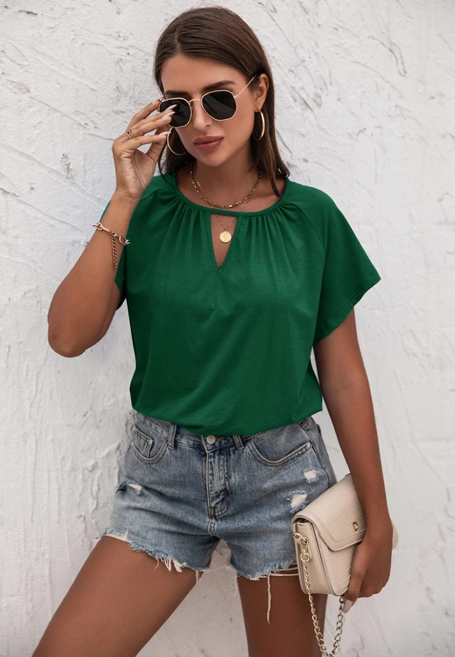 Front Keyhole Raglan Sleeve Blouse - Image 11
