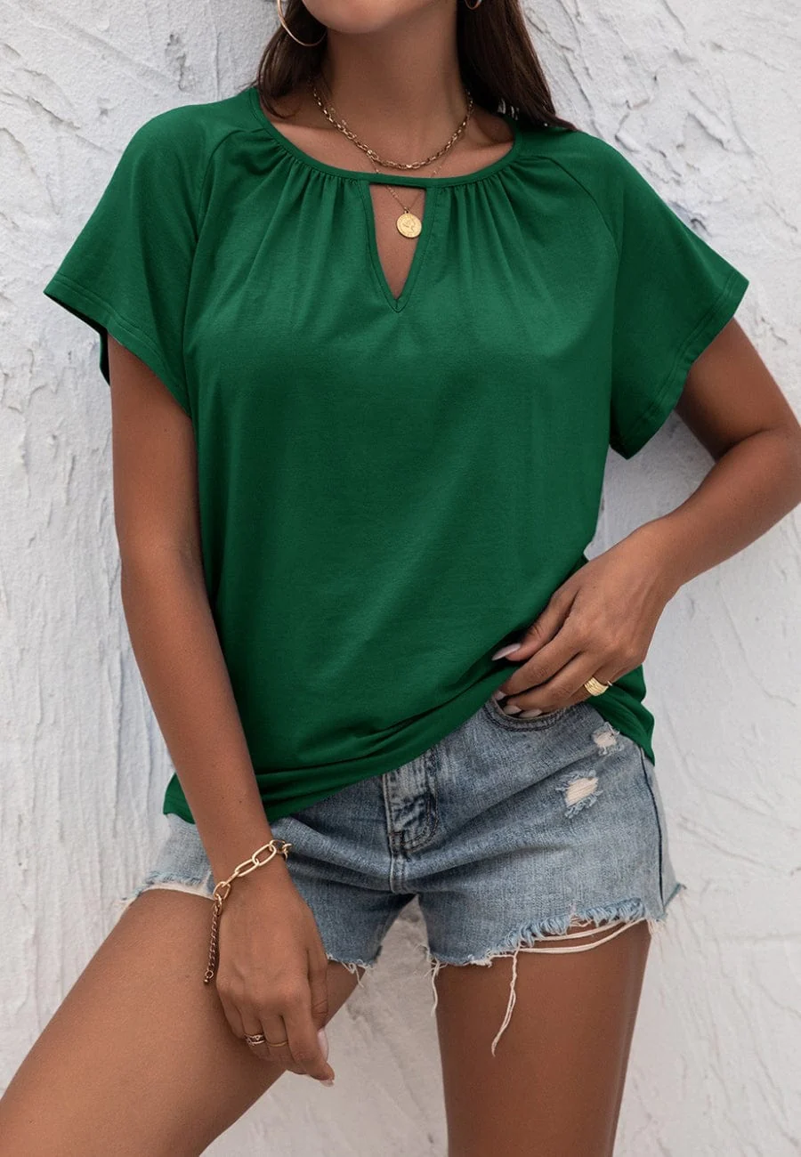 Front Keyhole Raglan Sleeve Blouse - Image 12