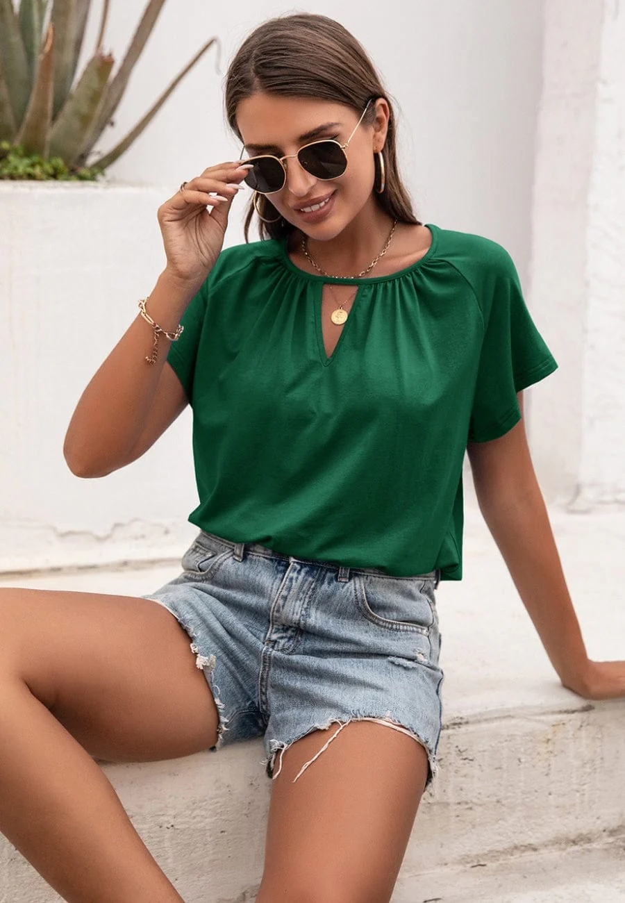 Front Keyhole Raglan Sleeve Blouse - Image 14