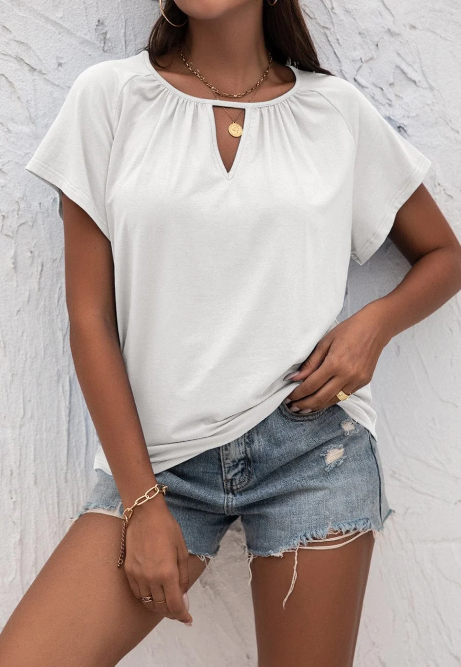 Front Keyhole Raglan Sleeve Blouse - Image 17