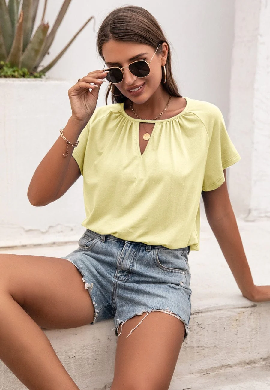 Front Keyhole Raglan Sleeve Blouse - Image 22