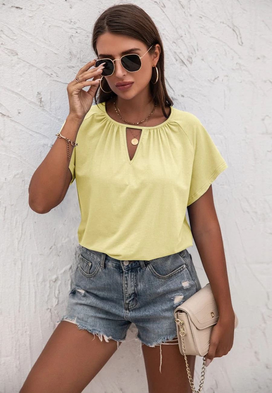 Front Keyhole Raglan Sleeve Blouse - Image 25