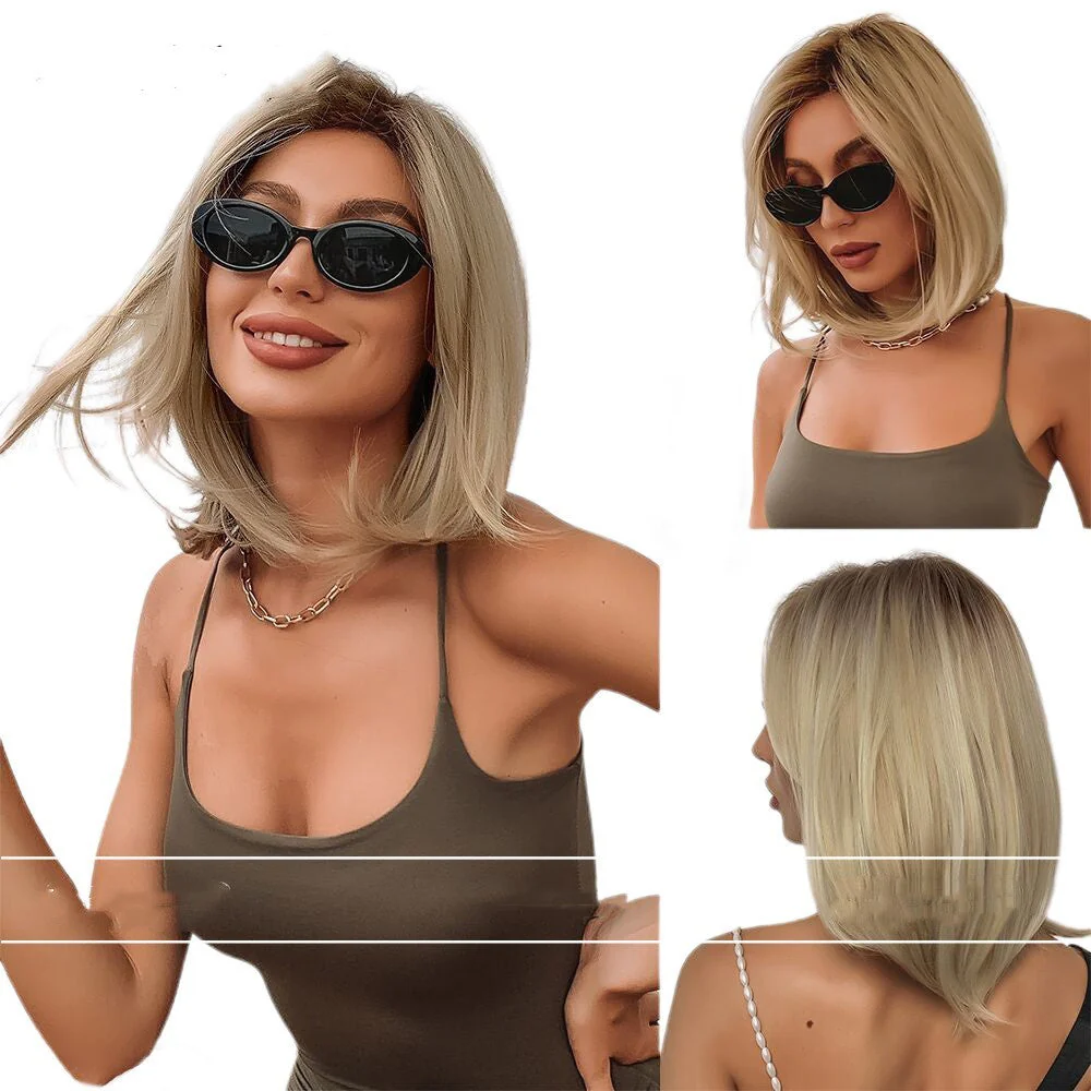 Full-head Wig Split Golden Hair Tail Wig For Women - Image 4