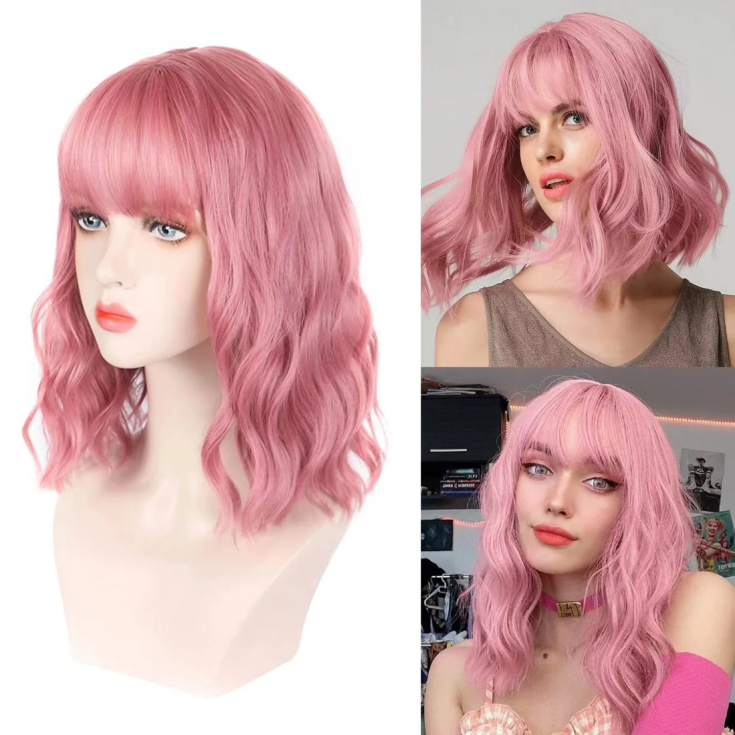 Full-head Wig-style Curly Small Wave Hairstyle Air Bangs Artificial Human Hair Wig Sheath - Image 10