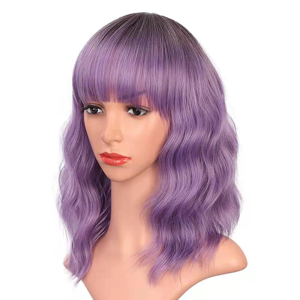 Full-head Wig-style Curly Small Wave Hairstyle Air Bangs Artificial Human Hair Wig Sheath - Image 5