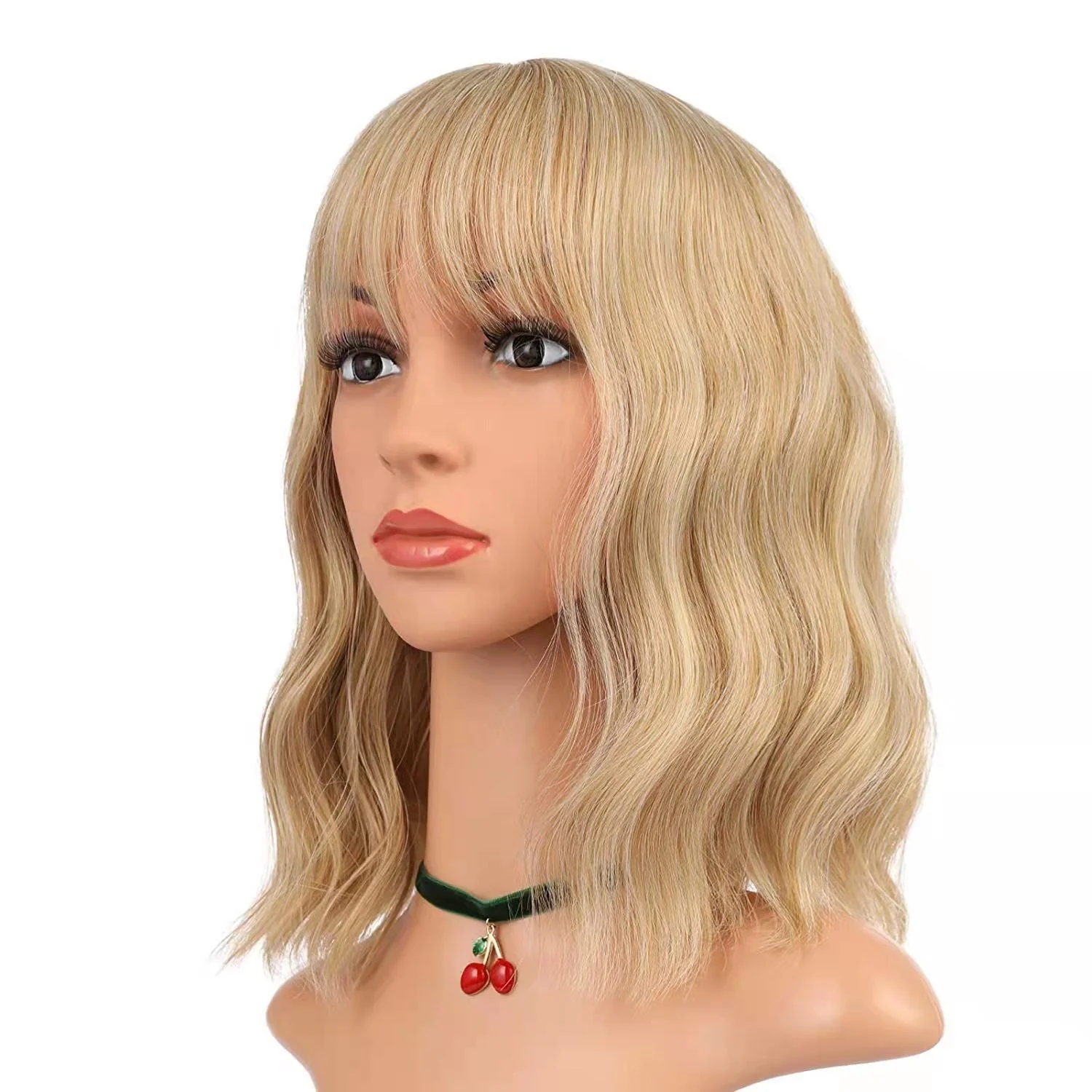 Full-head Wig-style Curly Small Wave Hairstyle Air Bangs Artificial Human Hair Wig Sheath - Image 6