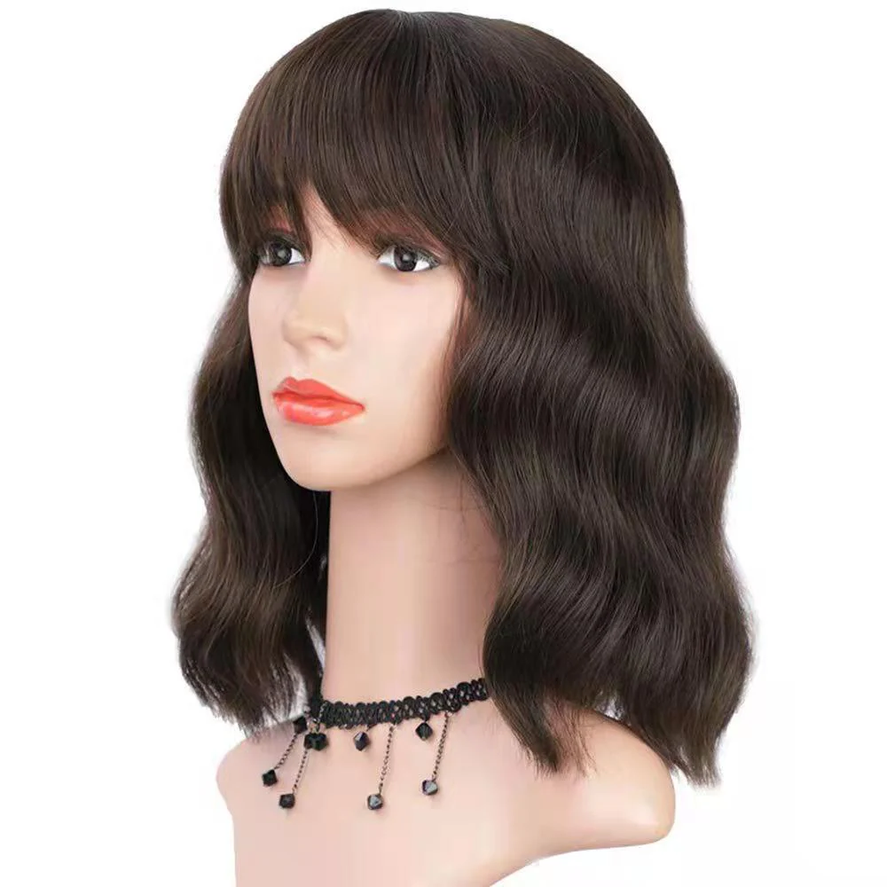 Full-head Wig-style Curly Small Wave Hairstyle Air Bangs Artificial Human Hair Wig Sheath - Image 7
