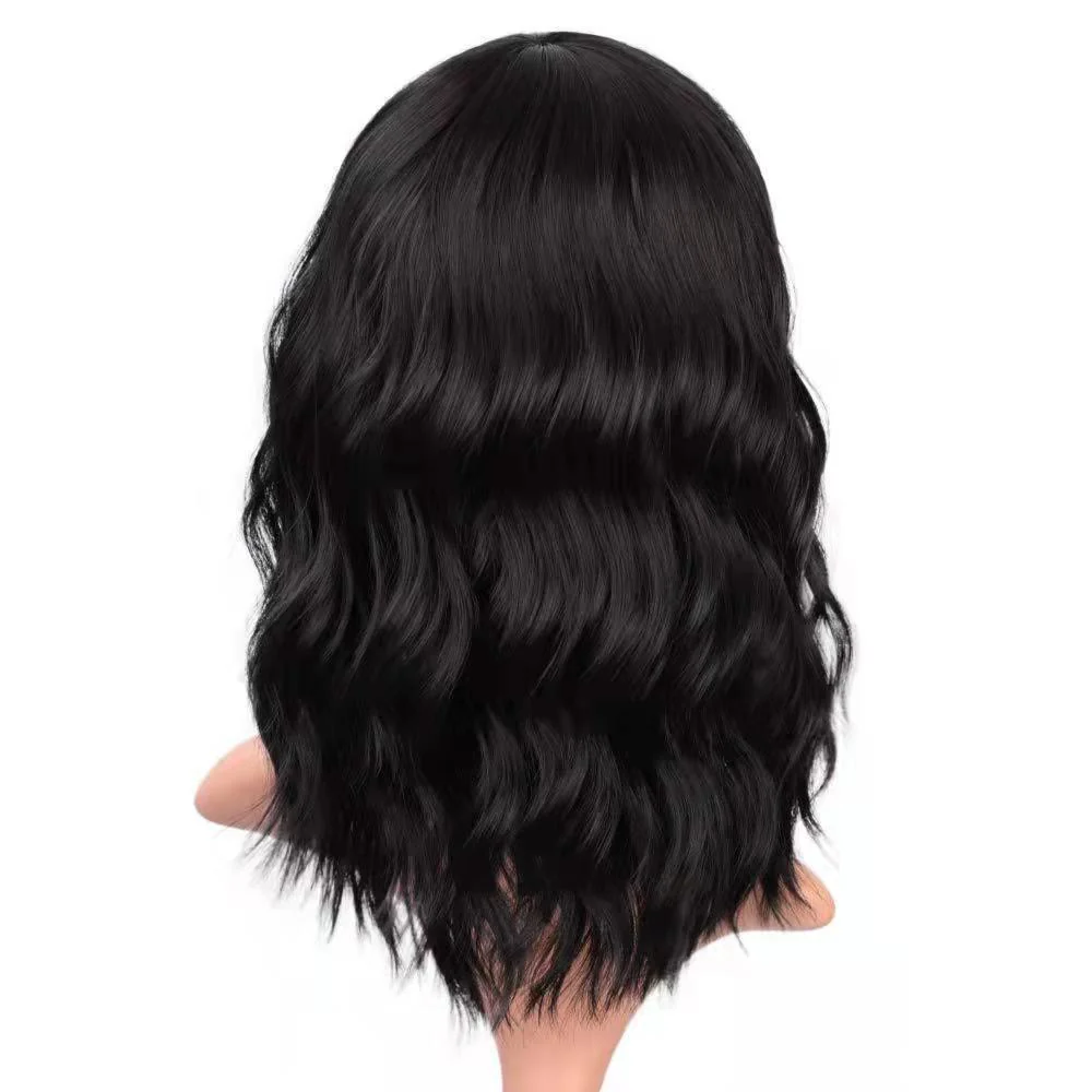 Full-head Wig-style Curly Small Wave Hairstyle Air Bangs Artificial Human Hair Wig Sheath - Image 8
