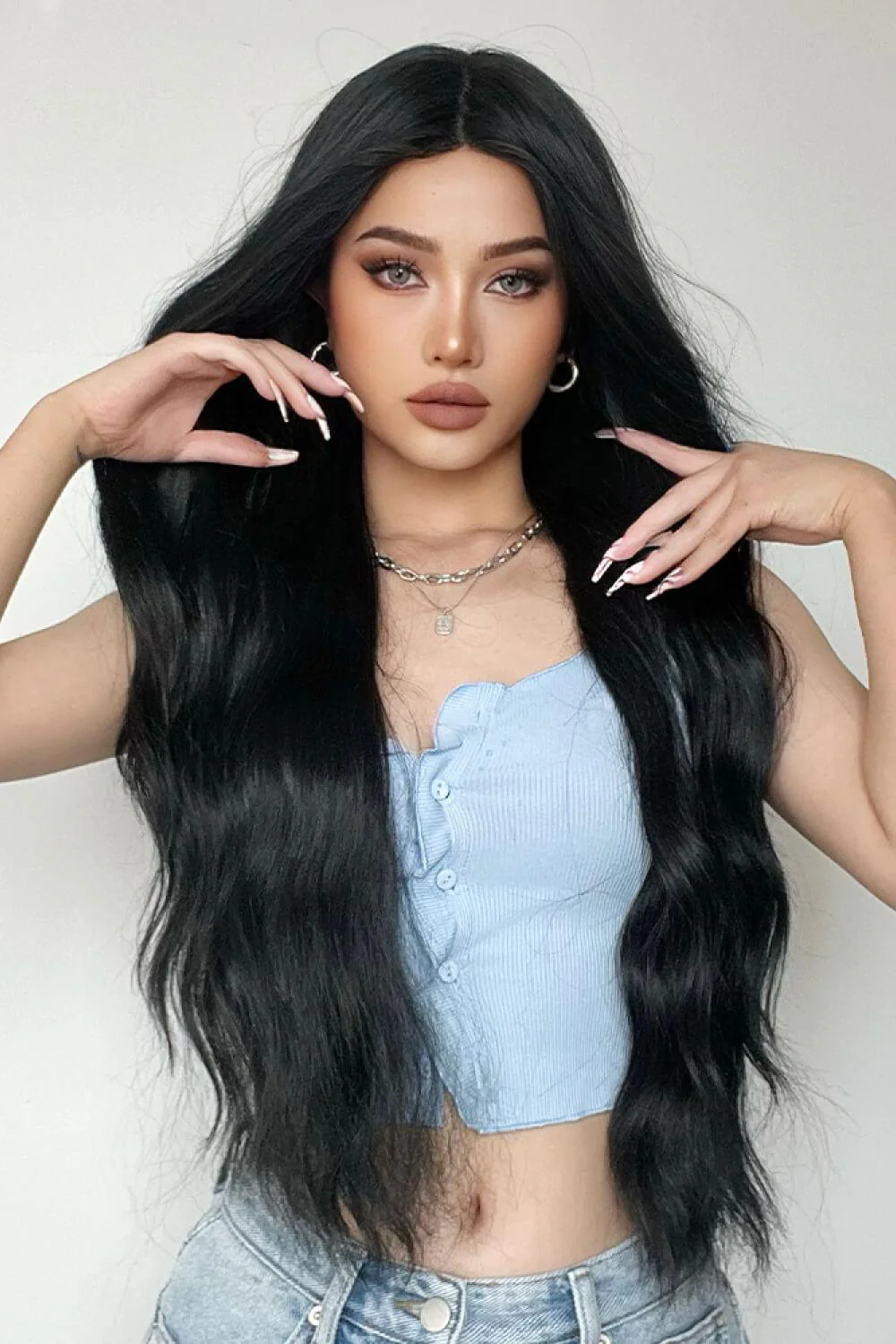 Full Machine Long Wave Synthetic Wigs 28'' - Image 6