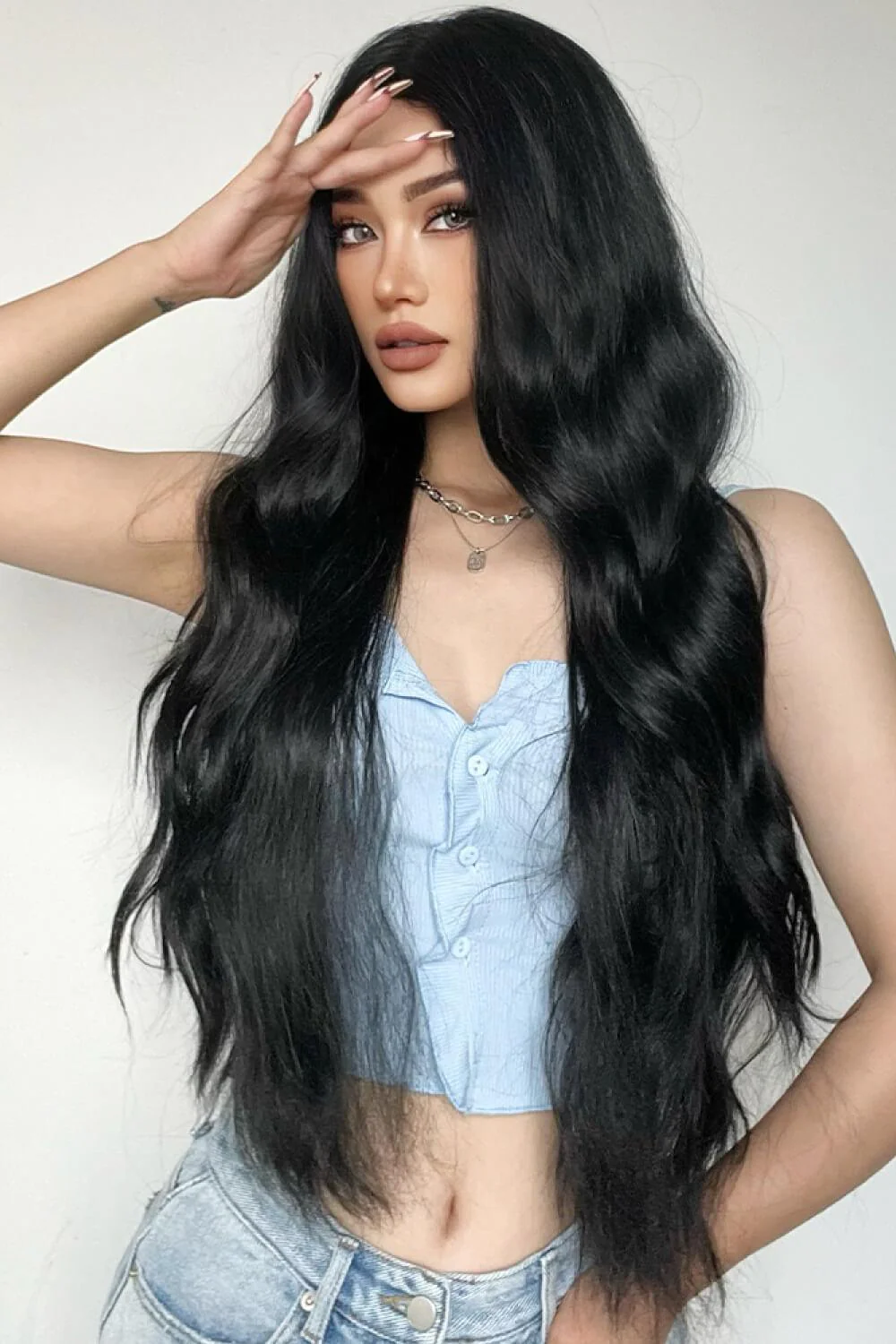 Full Machine Long Wave Synthetic Wigs 28'' - Image 8