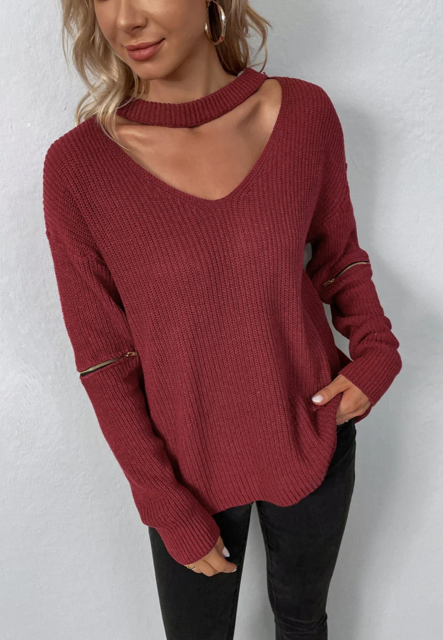 Functional Zipper Sleeve Sweater - Image 10