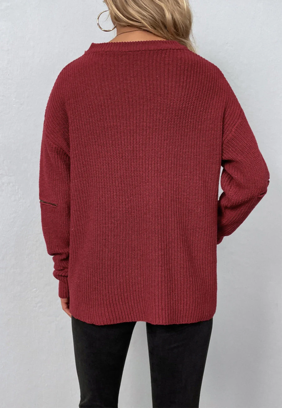 Functional Zipper Sleeve Sweater - Image 13