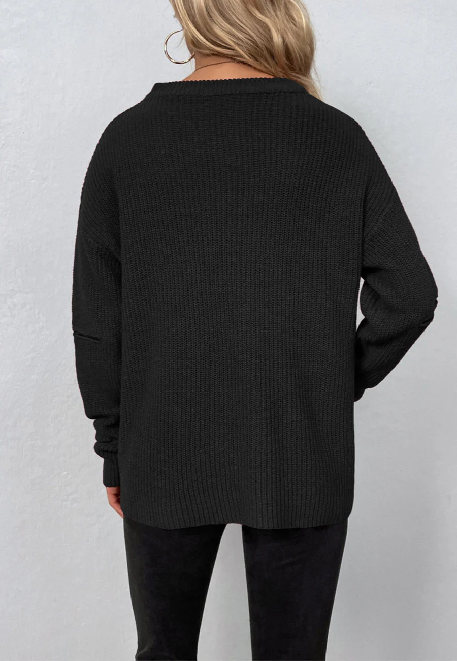 Functional Zipper Sleeve Sweater - Image 3