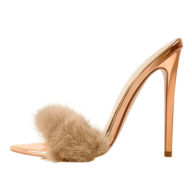 Fur Thin High Sandals