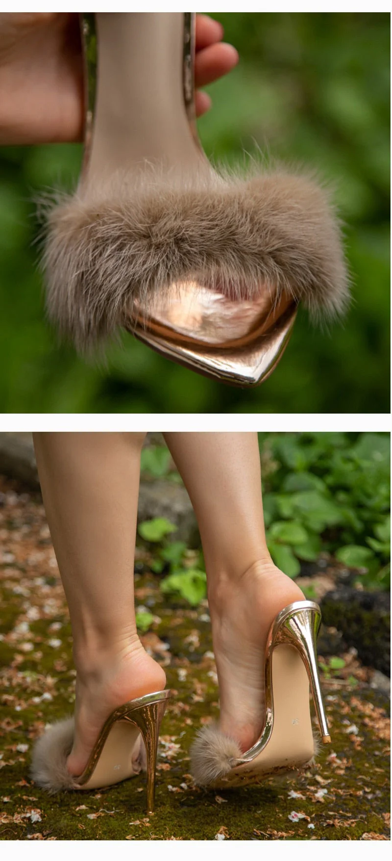 Fur Thin High Sandals - Image 11