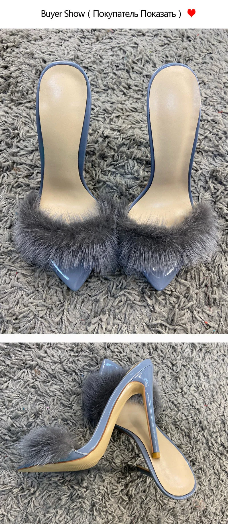 Fur Thin High Sandals - Image 17