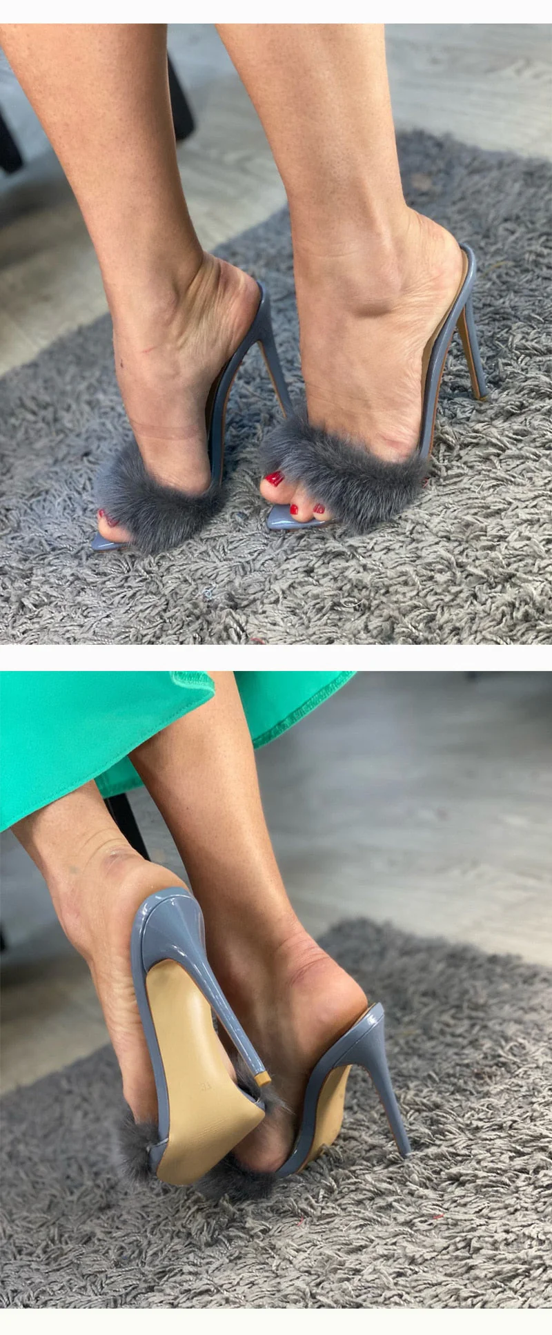 Fur Thin High Sandals - Image 18