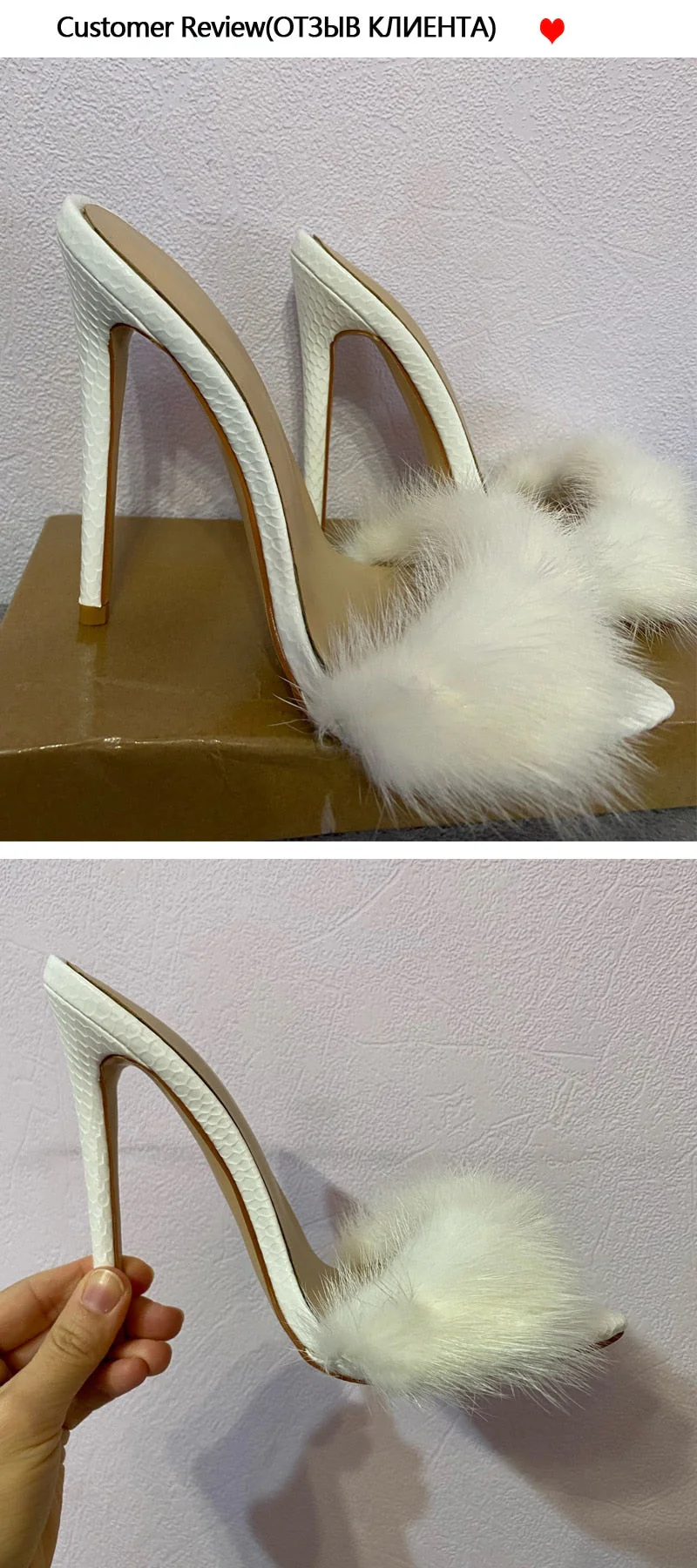 Fur Thin High Sandals - Image 19