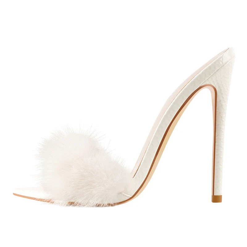 Fur Thin High Sandals - Image 4