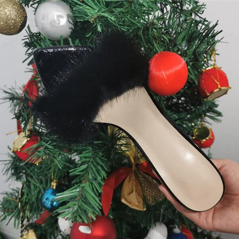 Fur Thin High Sandals - Image 7