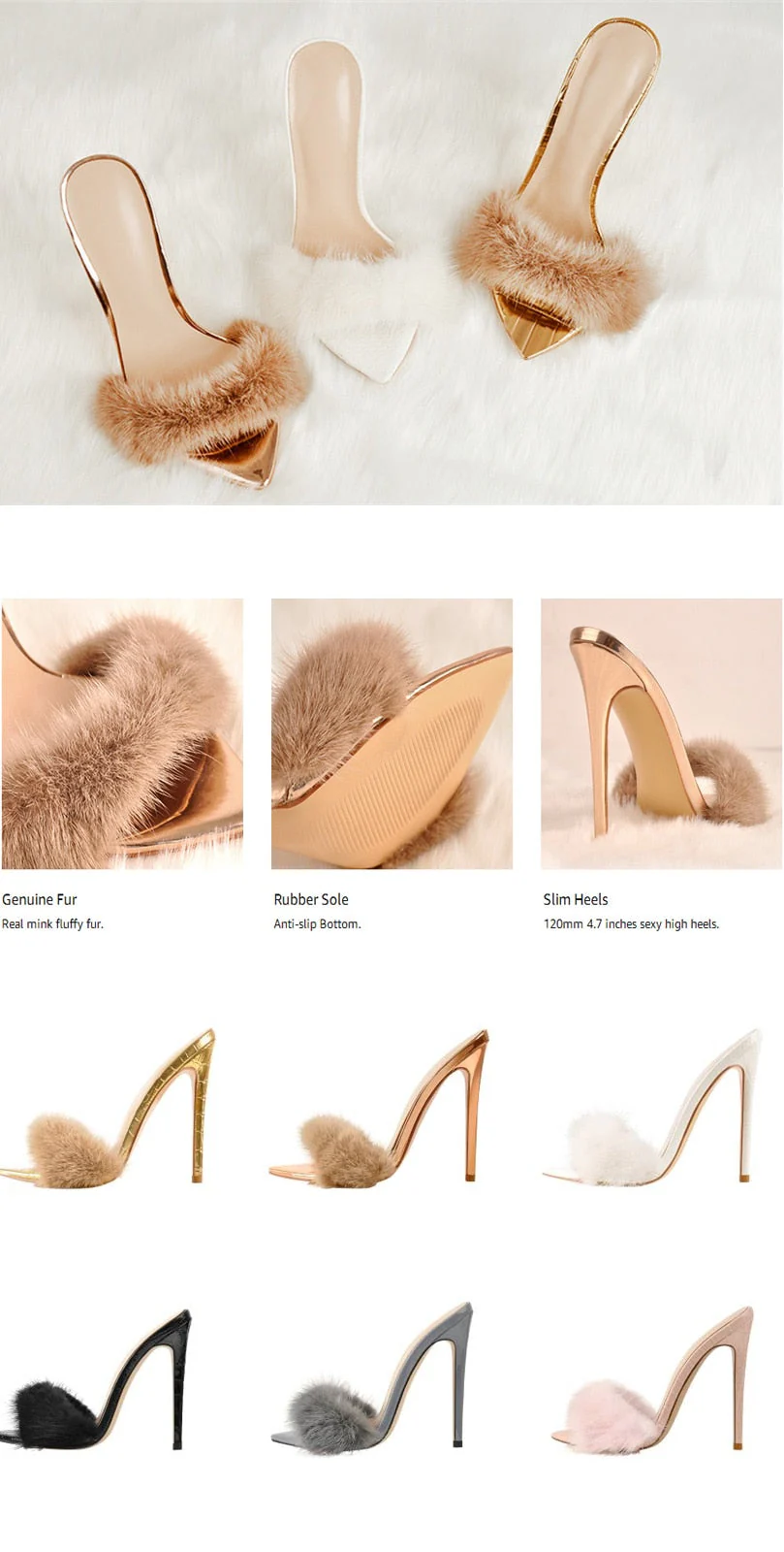 Fur Thin High Sandals - Image 9