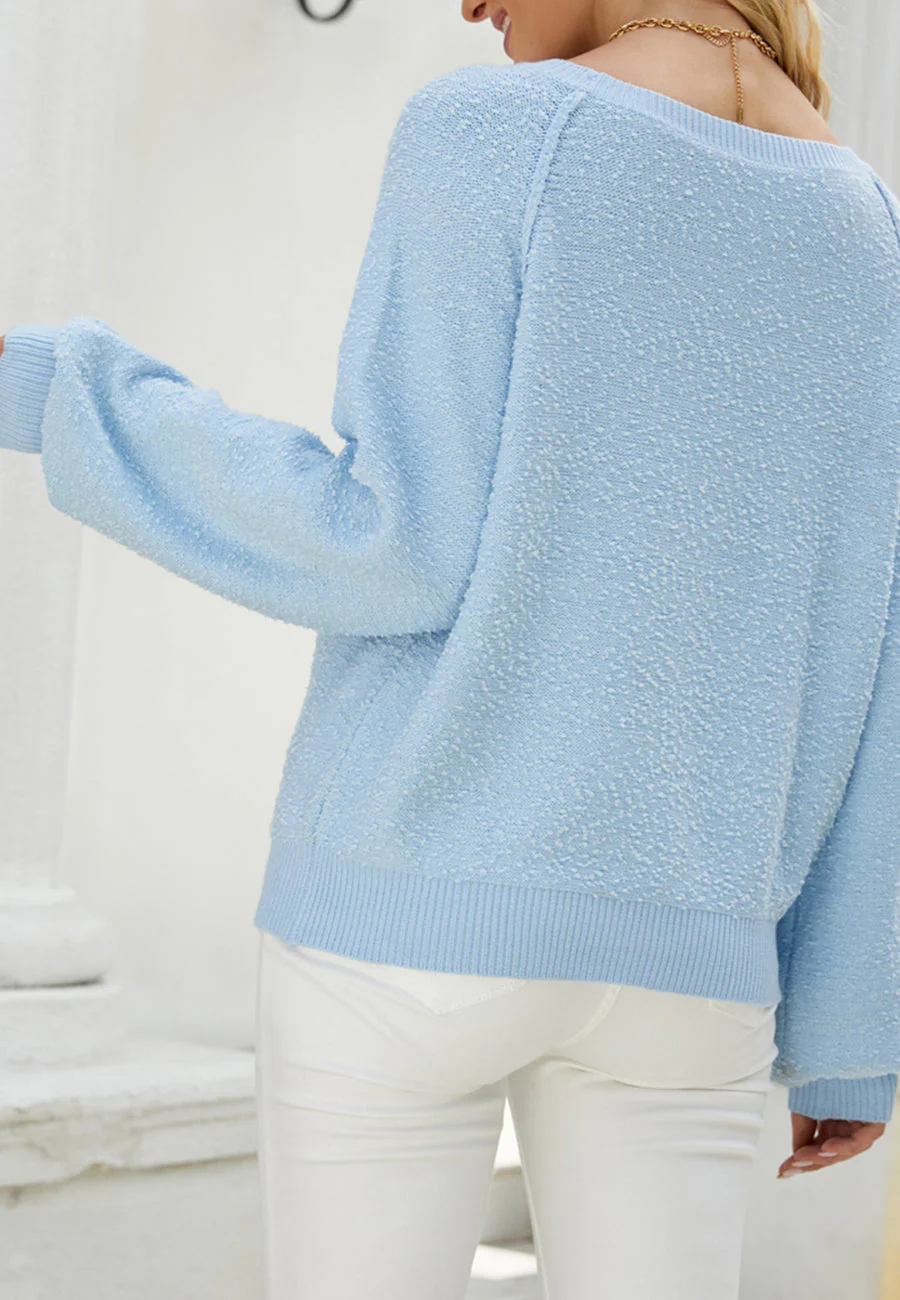 Fuzzy Texture Raglan Sweater - Image 10