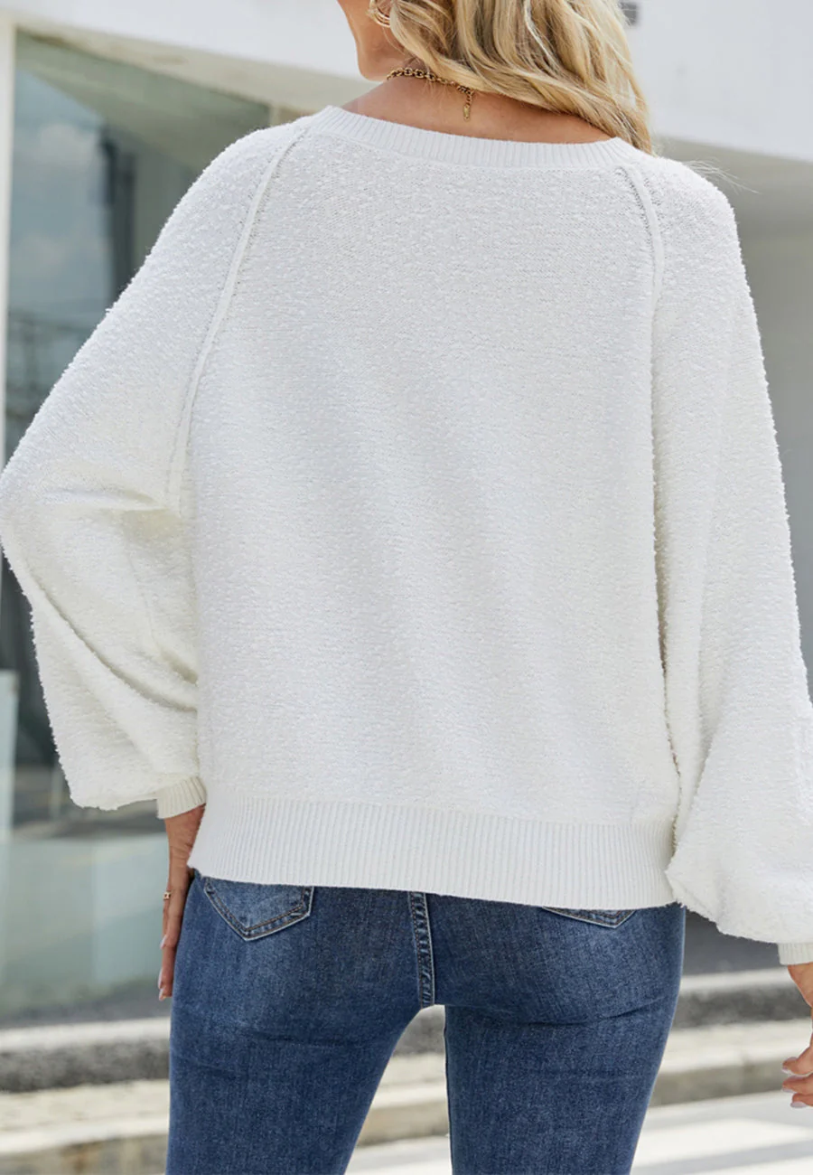 Fuzzy Texture Raglan Sweater - Image 25