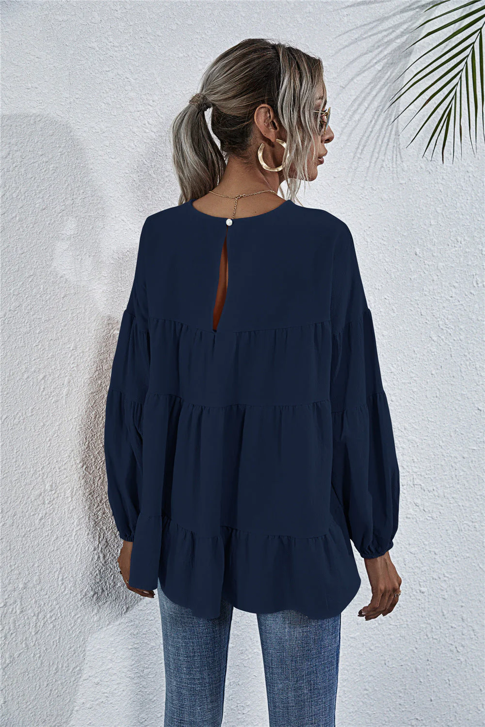 Gathered Ruffle Long Sleeve Blouse - Image 12