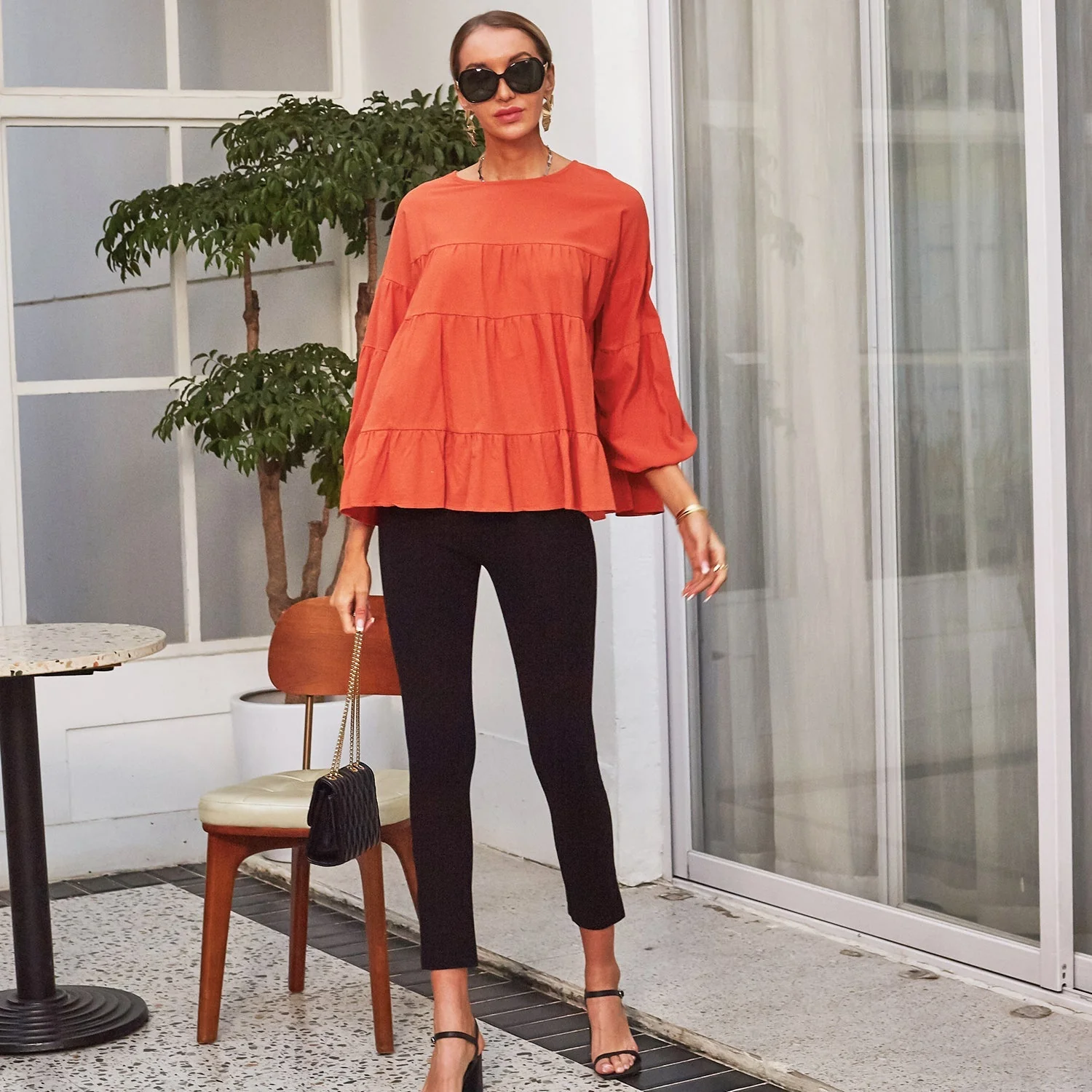Gathered Ruffle Long Sleeve Blouse - Image 17