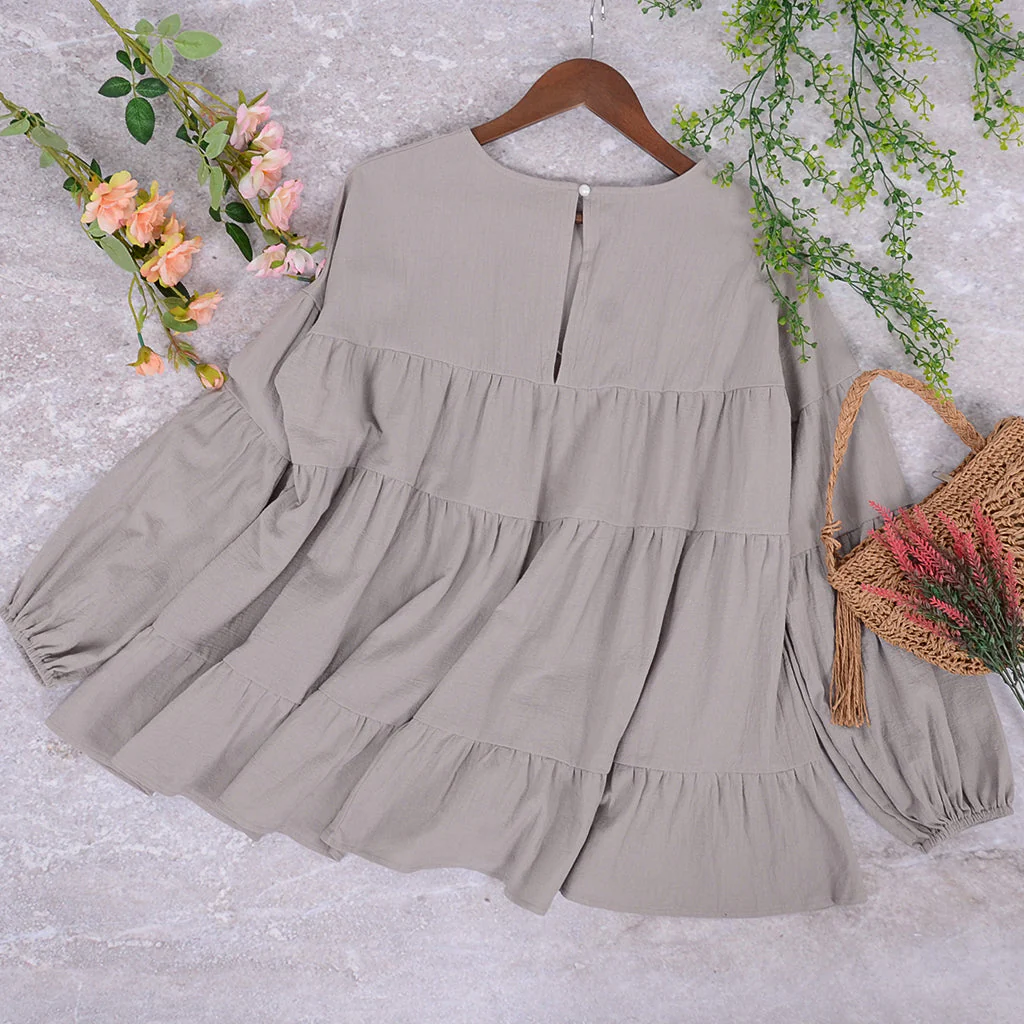 Gathered Ruffle Long Sleeve Blouse - Image 8