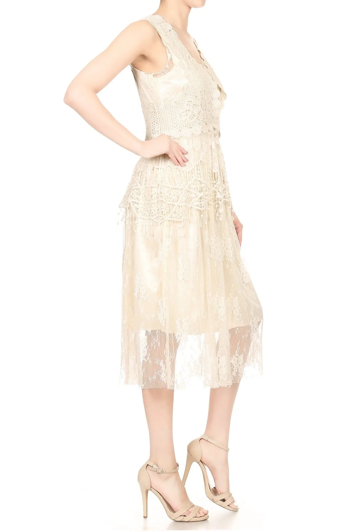 Gatsby Crochet Vest Lace Dress Set - Image 11