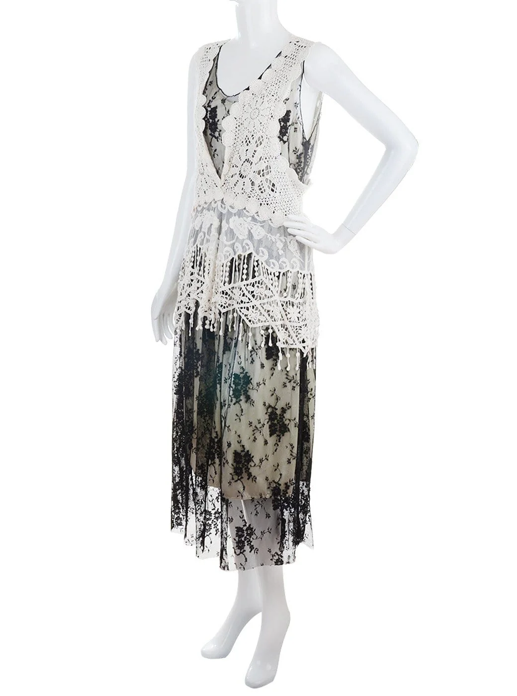 Gatsby Crochet Vest Lace Dress Set - Image 16