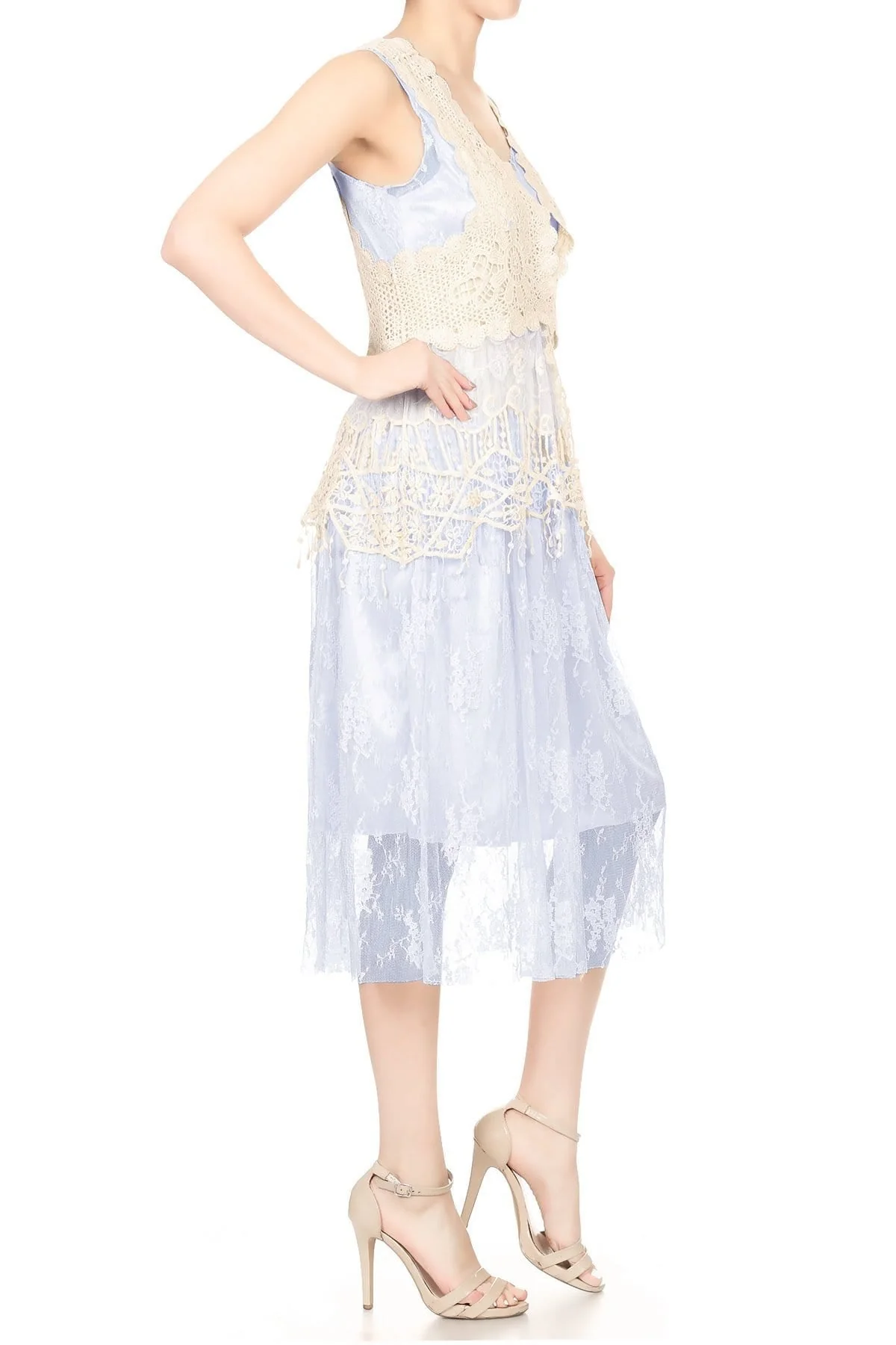 Gatsby Crochet Vest Lace Dress Set - Image 22