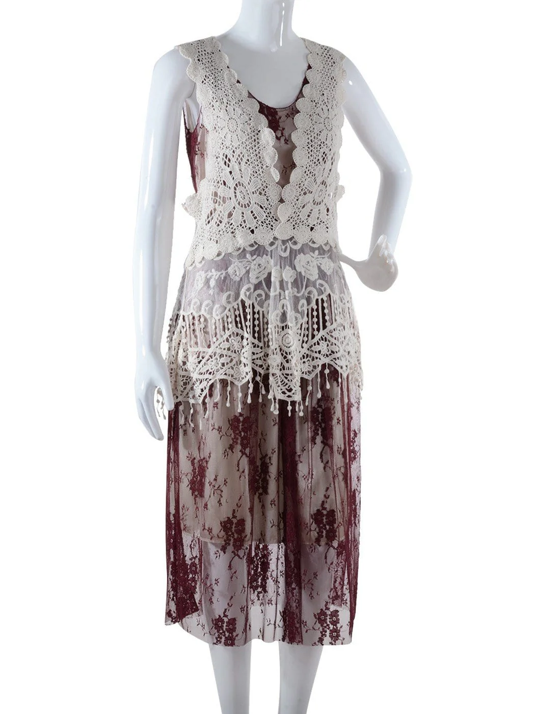 Gatsby Crochet Vest Lace Dress Set - Image 26