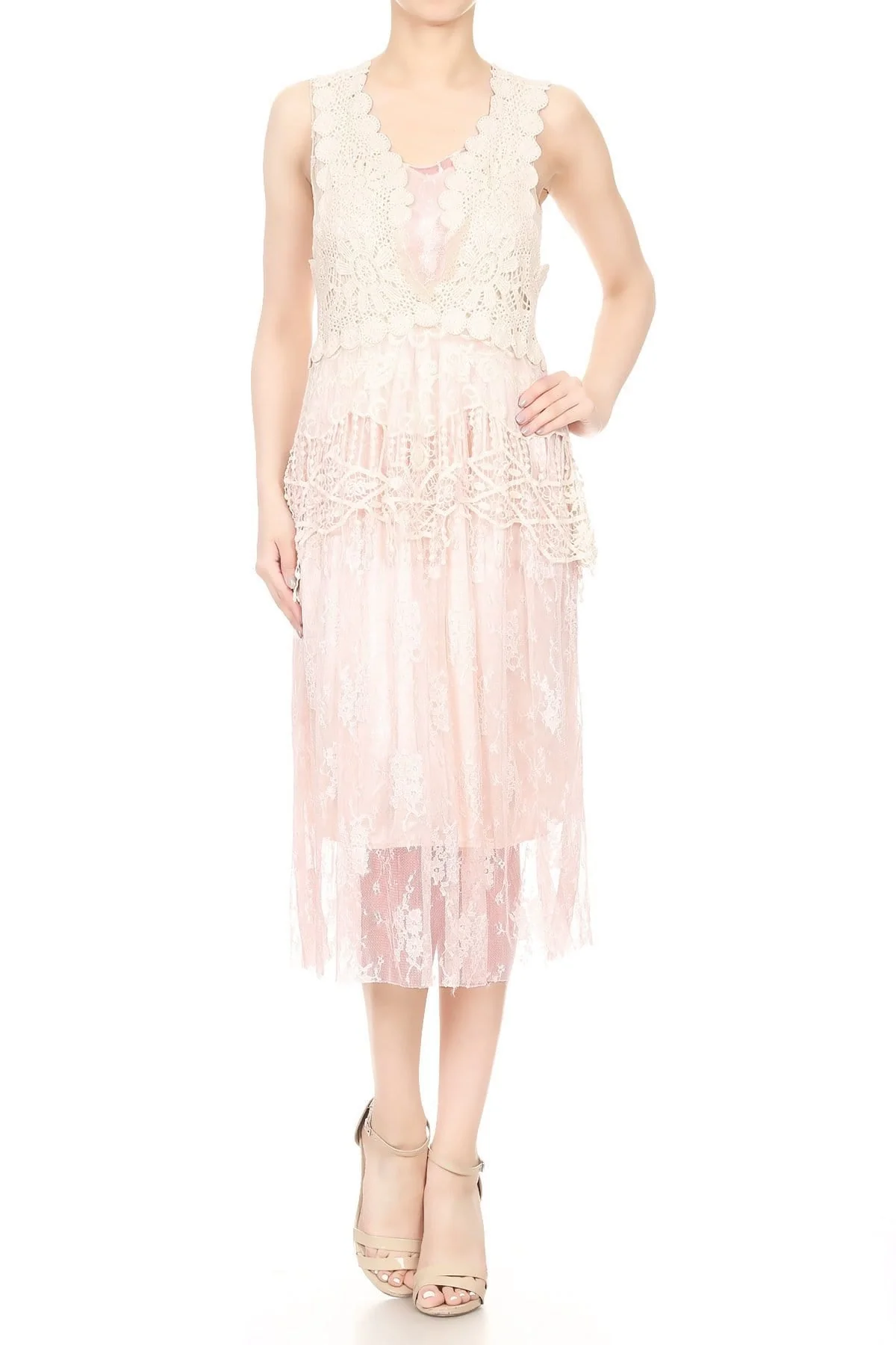 Gatsby Crochet Vest Lace Dress Set - Image 31