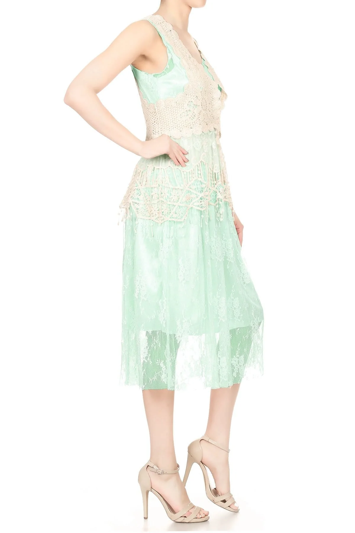 Gatsby Crochet Vest Lace Dress Set - Image 4