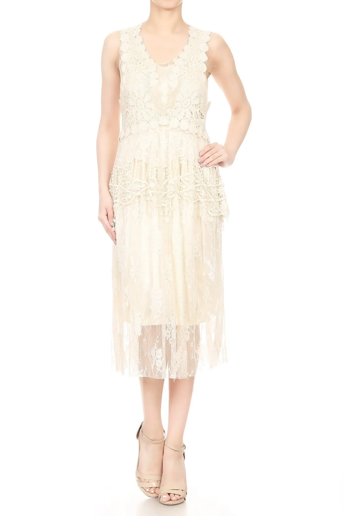 Gatsby Crochet Vest Lace Dress Set - Image 8