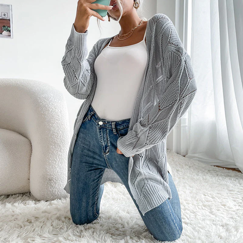 Geometric Argyle Knit Cardigan - Image 3