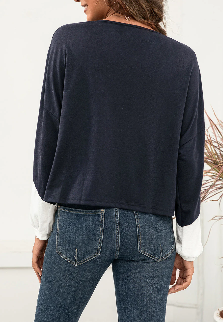 Geometric Color Block Basic Sweater - Image 12