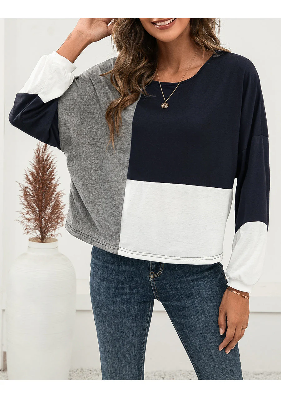 Geometric Color Block Basic Sweater - Image 13