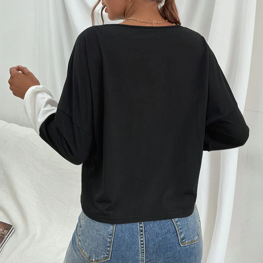 Geometric Color Block Basic Sweater - Image 6
