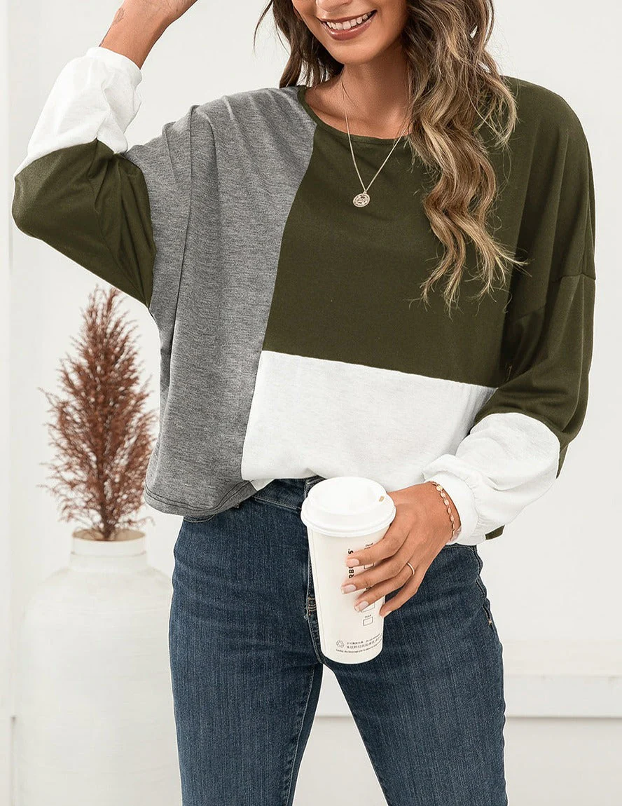Geometric Color Block Basic Sweater - Image 8
