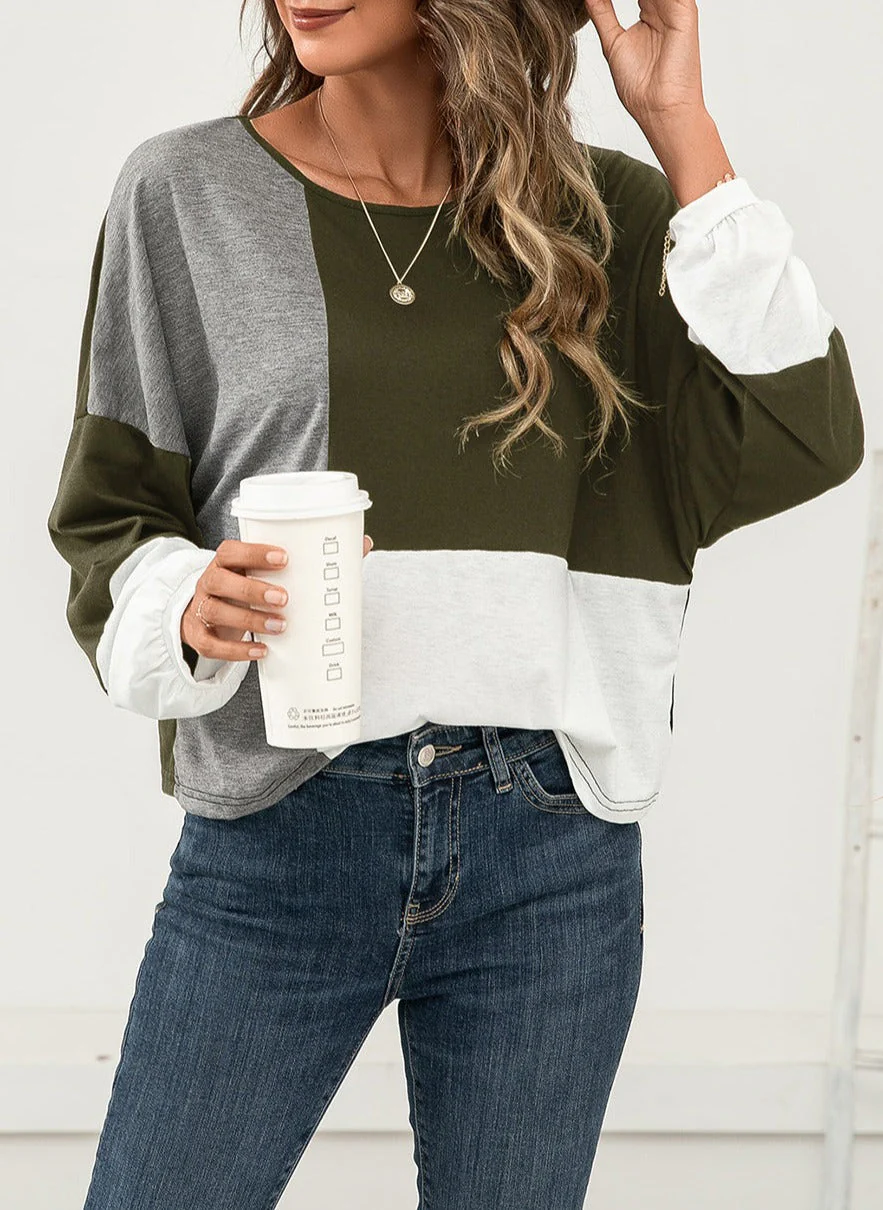 Geometric Color Block Basic Sweater - Image 9
