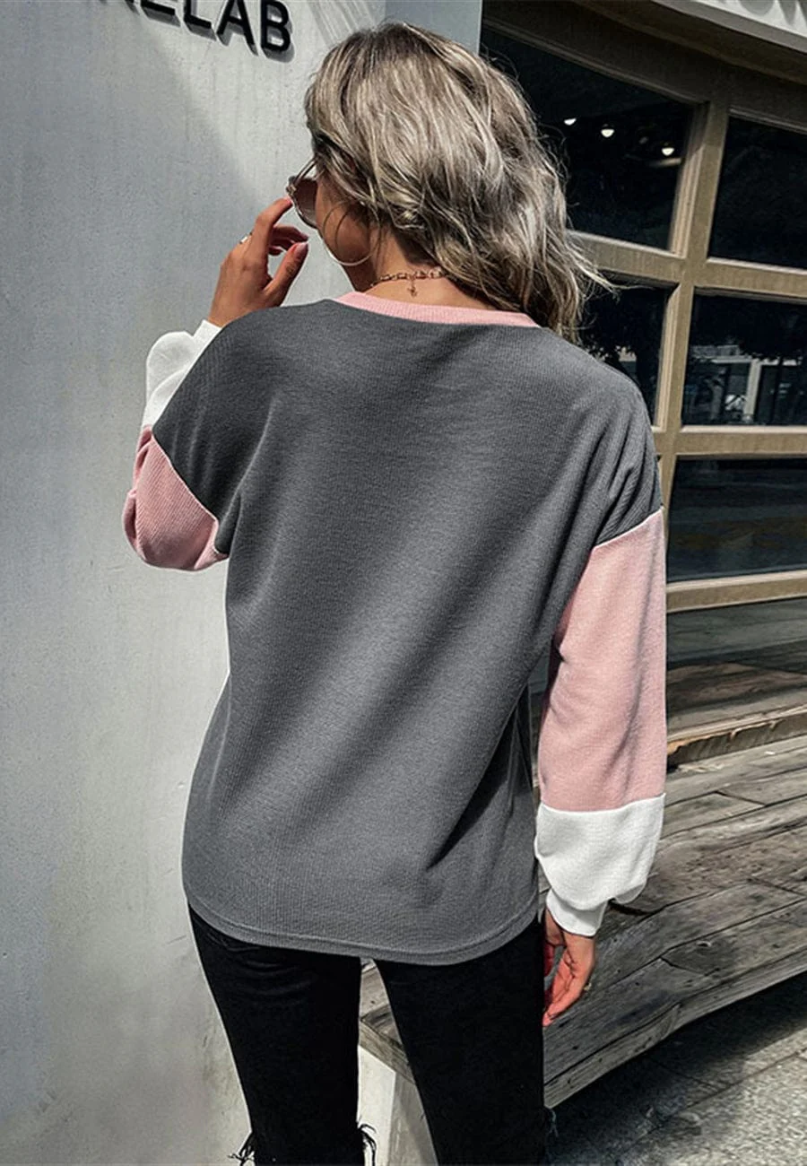 Geometric Color Block Sweater - Image 4
