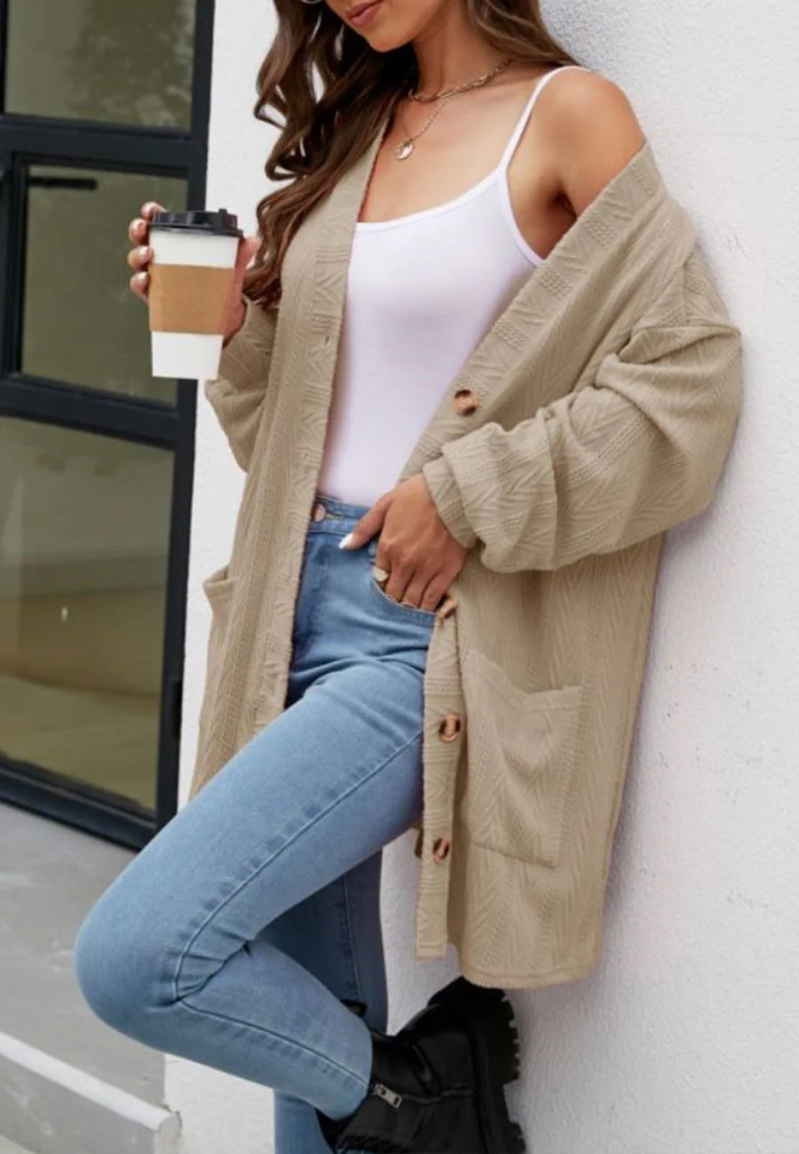 Geometric Knit Button Down Cardigan - Image 12