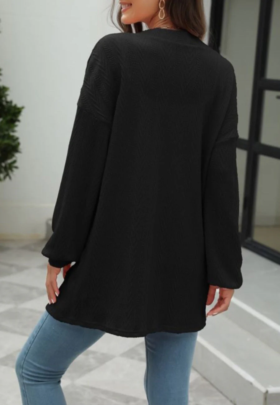 Geometric Knit Button Down Cardigan - Image 5
