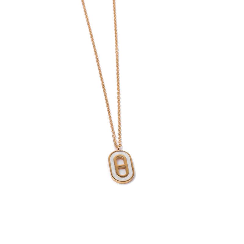 Geometric Pendant Snake Bone Chain Gold Necklace - Image 4