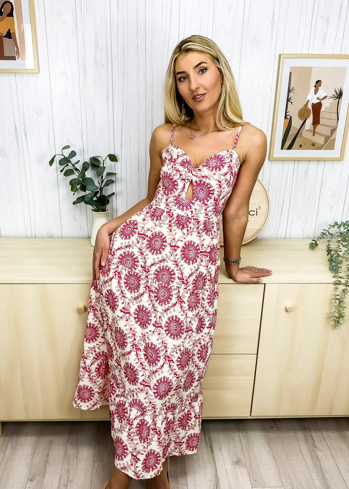 Geometric Print Cutout Front Dress - Image 3